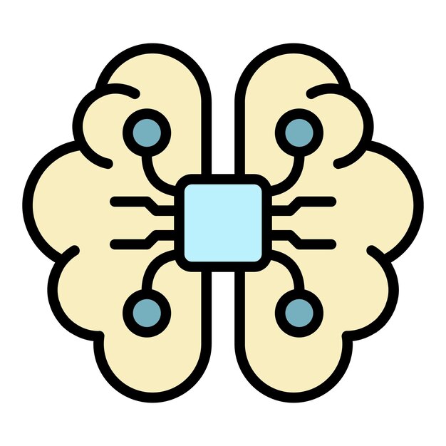 Ai hersenen pictogram Overzicht ai hersenen vector pictogram kleur plat geïsoleerd