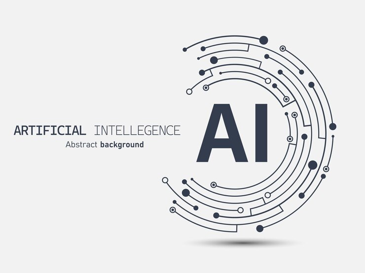 Vector ai-icoon op een halve maanvormige printplaat futuristische kunstmatige intelligentie abstracte achtergrond concept van een grote databank voor gegevensverwerking vectorillustratie voor web en sjabloon