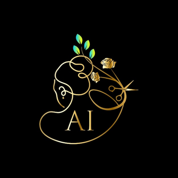 Logo iniziale ai, salone, modello vettoriale luxury cosmetics spa beauty