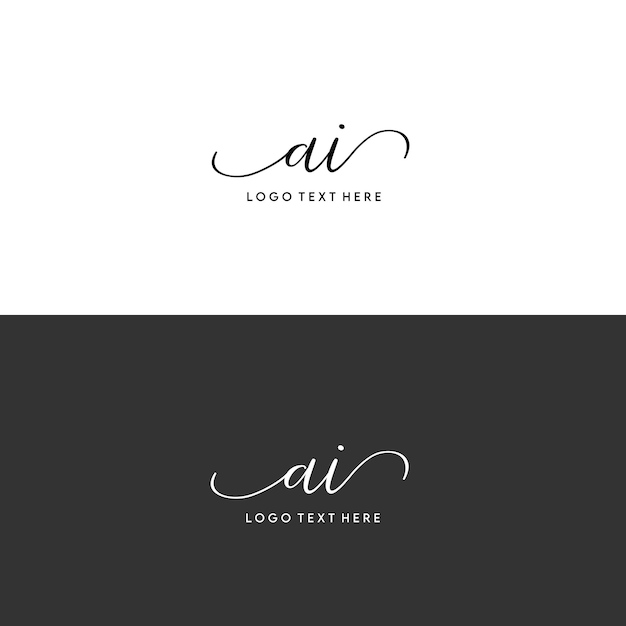 Vector ai initialen letters met wervelingen, ai cursieve letters in monogramstijl, ai scriptletters, ai logo