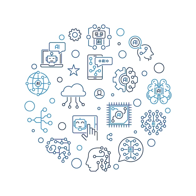 Ai 라인 Circleshaped 창조적 인 배너 인공 지능 벡터 일러스트 레이 션