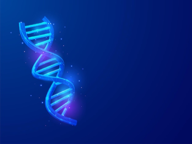 Vector ai medical concept with dna virtual representation futuristic medical concept neon lighting on blue background