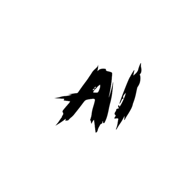 AI 모노그램 로고 디자인 문자 텍스트 이름 기호 흑백 로고 타입 알파벳 문자 간단한 로고