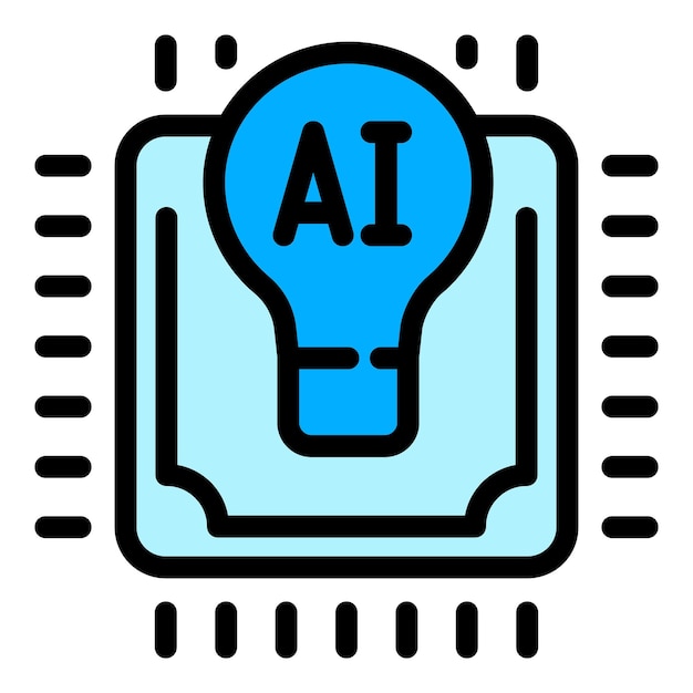 Ai pc processor icon outline vector digital circuit science computer