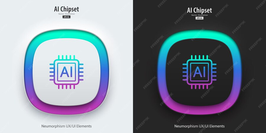 Premium Vector | AI processor chip icon A set of buttons with Chip ...