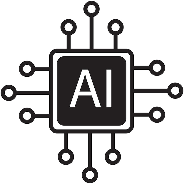 AI Processor vector icon for websites and mobile minimalistic flat design Mini AI CPU icon in flat