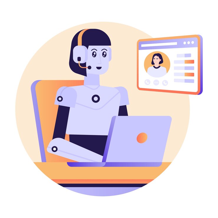 Вектор помощник робота ai на плоской иллюстрации