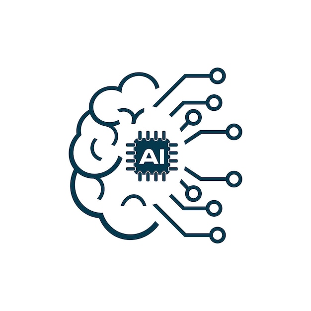 Disegno vettoriale dei simboli ai separazioni ai nelle linee di connessione e design vettoriale delle osservazioni ai chip ai