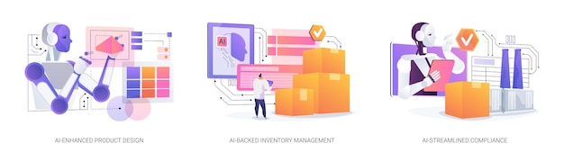 AI-technologie in de productie van abstracte conceptvectorillustraties