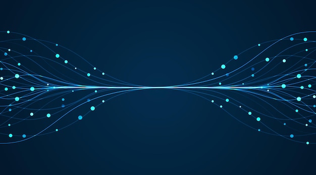 Технология AI Концепция искусственного интеллекта Голубые и точечные линии Цифровые коммуникационные научные сети