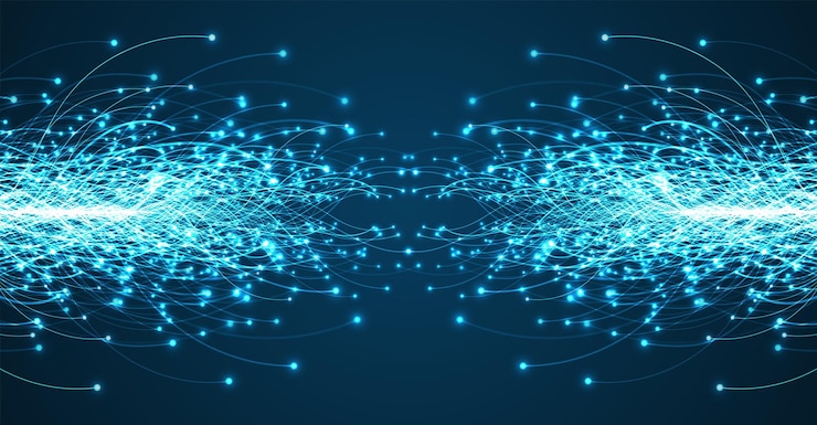 Vector ai technology concept of artificial intelligence blue and dots lines