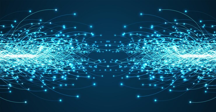 Vector ai technology concept of artificial intelligence blue and dots lines