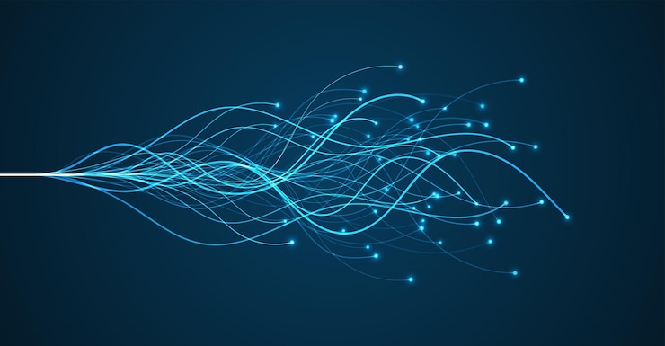 Vector ai technology. concept of artificial intelligence. digital communication science networks
