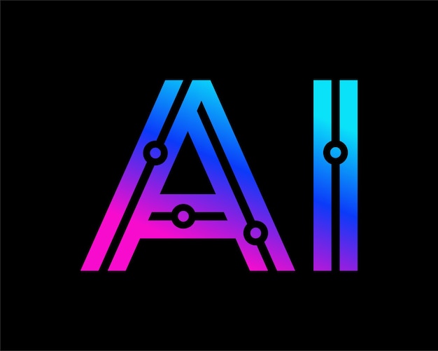 Ai technology digital artificial intelligence future circuit electronic colorful vector logo design