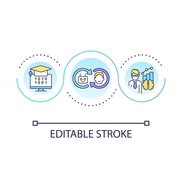 교육 루프 개념 아이콘의 AI 기술