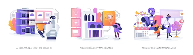 ai technology in hospitality abstract concept vector illustrations