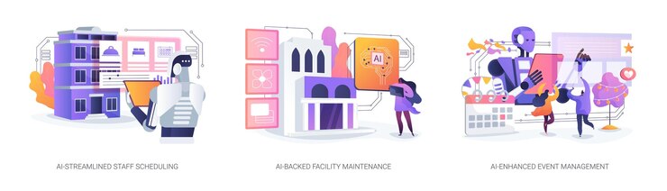 Vector ai technology in hospitality abstract concept vector illustrations