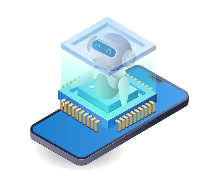 Vector ai technology for smartphone apps infographic flat isometric 3d illustration