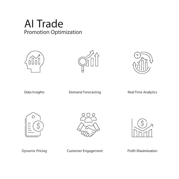 AI Trade Promotion Optimization Vector Icons Boosting Sales Strategies