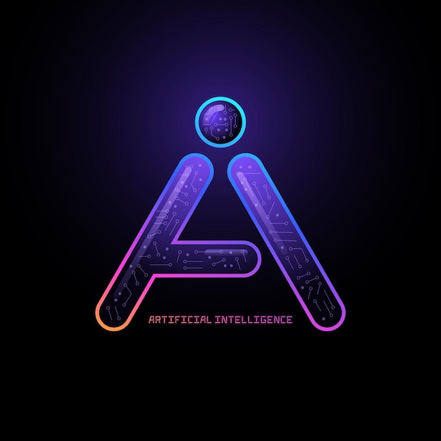 Vector ai transparent 3d vector logo design artificial intelligence