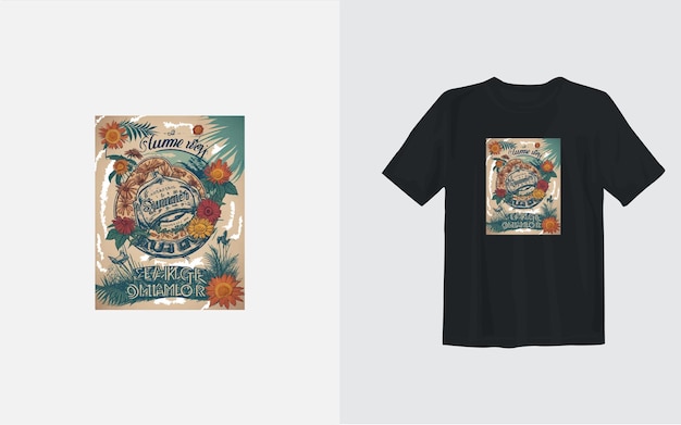 Vector ai tshirt design in vintage nature background