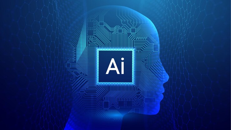 Vector ai woman face with circuit artificial intelligence chatbot
