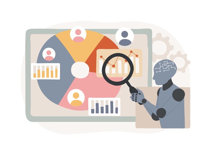 Vector aianalyzed competitor analysis abstract concept vector illustration public relations analyze and