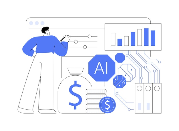 Aibacked 자동 회계 추상 개념 터 일러스트레이션 금융 및 회계 자동화