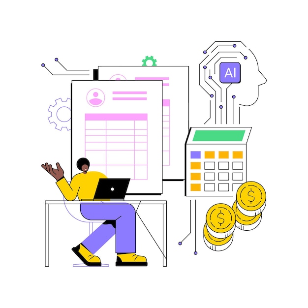 AIBacked Payroll and Benefits Management abstract concept vector illustratie