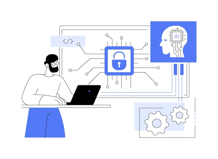 Vector aibacked security patching abstract concept vector illustration