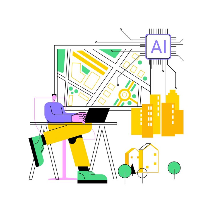 Vector aibacked urban planning abstract concept vector illustration