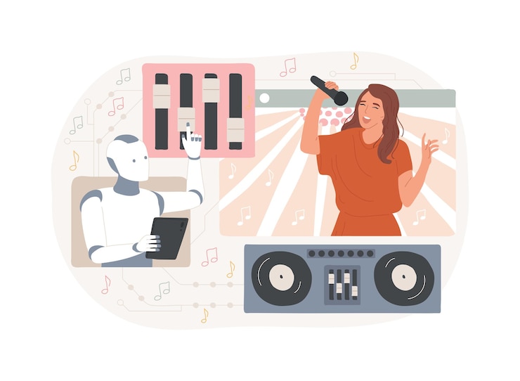 Vector aibacked virtual performances abstract concept vector illustration