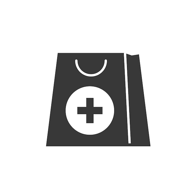 Aid first icon vector or medical bag kit safety pack for emergency tool graphic isolated black and white pictogram modern clipart image