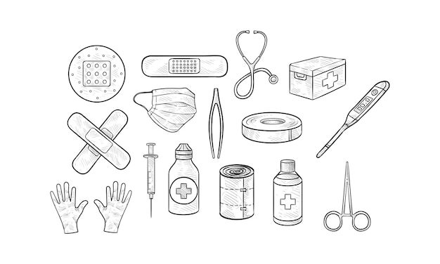 aid kit handdrawn collection