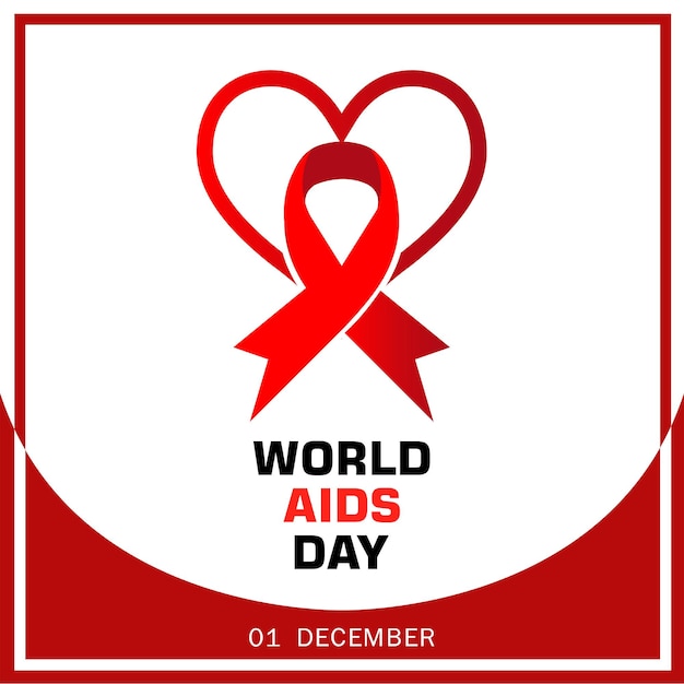 Aids day red love ribbon