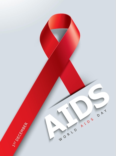 Vector aidsbewustzijn rood lint wereld aids dag concept vector illustratie