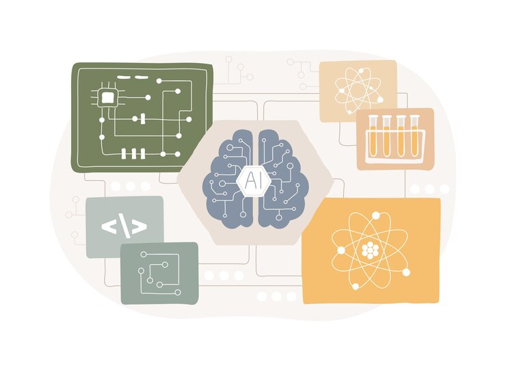 Vector aienabled crossdisciplinary collaboration abstract concept vector illustration
