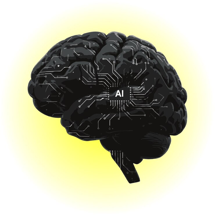 Vector aienhanced brain a futuristic illustration of artificial intelligence