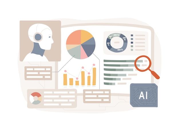 AIEnhanced Data Analytics アブストラクトコンセプトベクトルイラストレーション