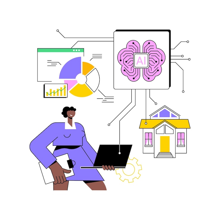 Vector aienhanced market analysis abstract concept vector illustration