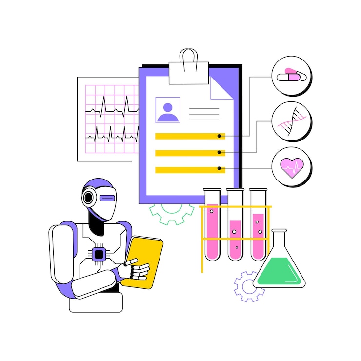 Vector aienhanced medical diagnosis abstract concept vector illustration