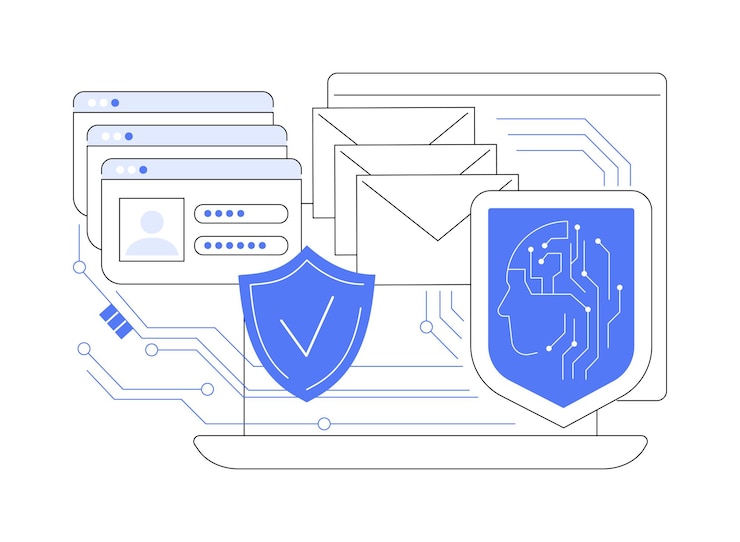 Vector aienhanced phishing protection abstract concept vector illustration