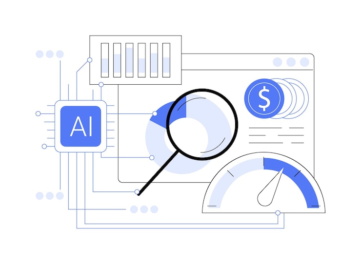Vector aienhanced sales analytics abstract concept vector illustration ai analyzing sales data providing