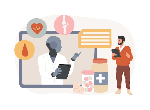 AIEnhanced Telemedicine abstracte concept vector illustratie