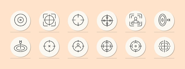 Aim set icon Weapons optics zoom collimator war shooting target victim targeted advertising Advertising concept Pastel color background Vector line icon