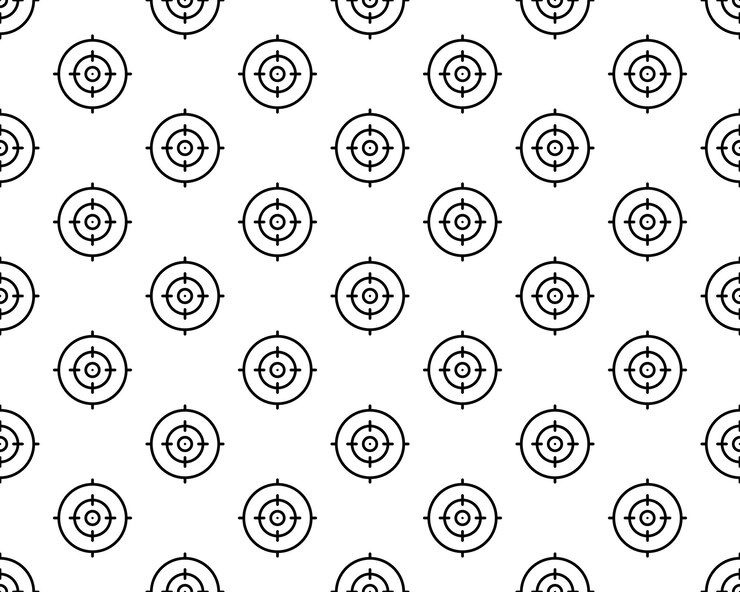 Vector aim sight symbol on white seamless background vector graphics seamless pattern