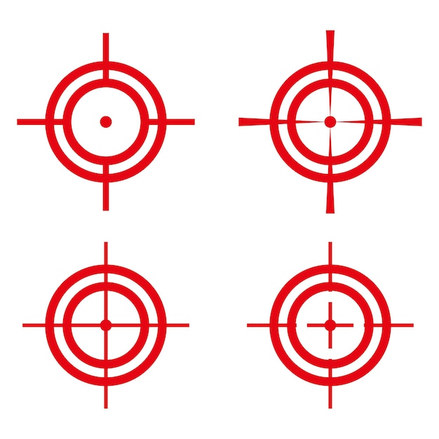 Aim sniper shoot group focus cursor red icon red target destination icon set vector illustration