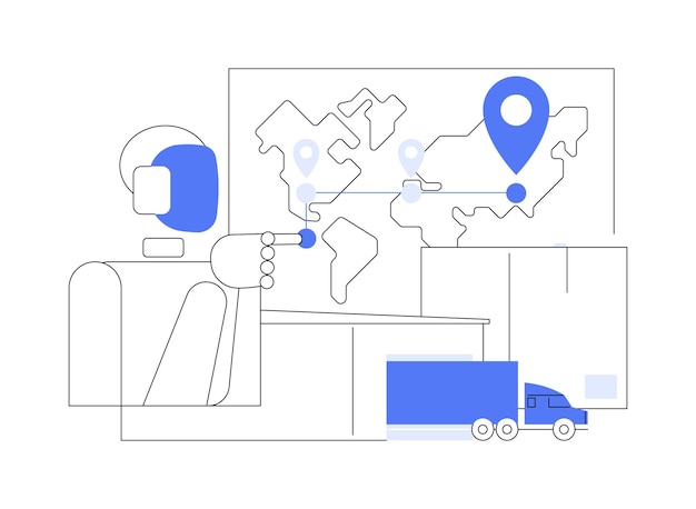 Vettore logistica intelligente gestita concetto astratto illustrazione vettoriale gestione della catena di approvvigionamento ottimizzare