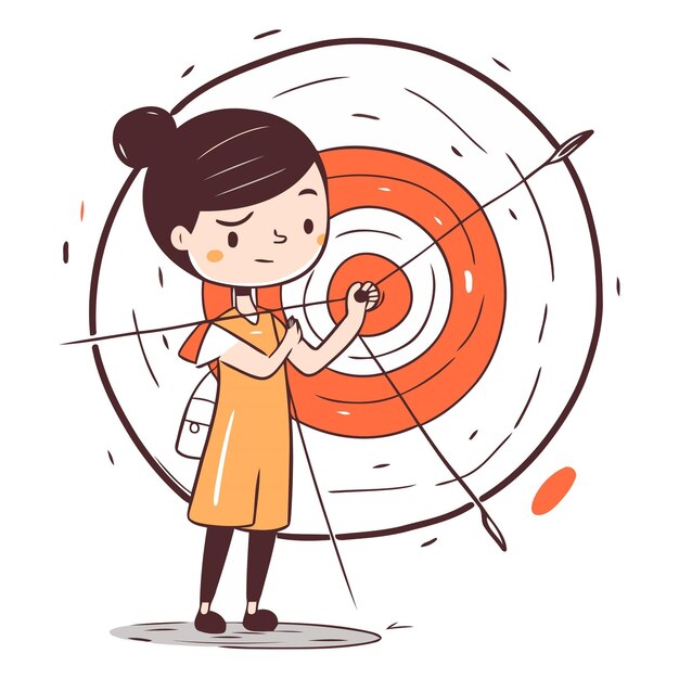 aiming dartboard target dartboarder aim cartoon dart person competition character woman girl sport people illustration arrow hit hitman