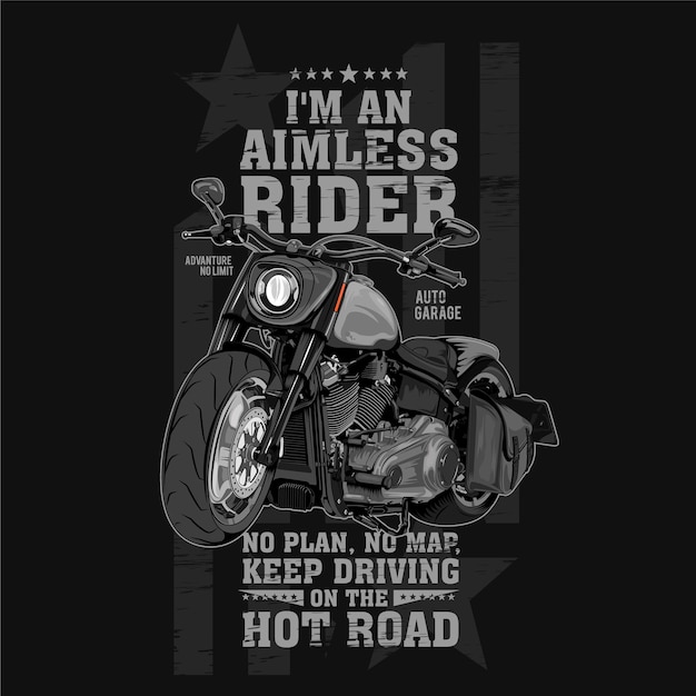 Aimless rider, big engine motorcycle illustration